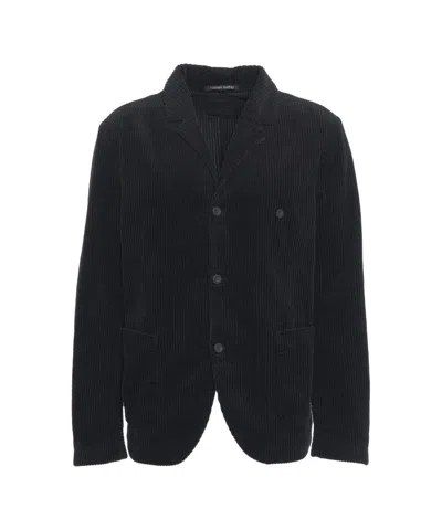 Hannes Roether Textured Black Blazer With Notched Lapel In Black