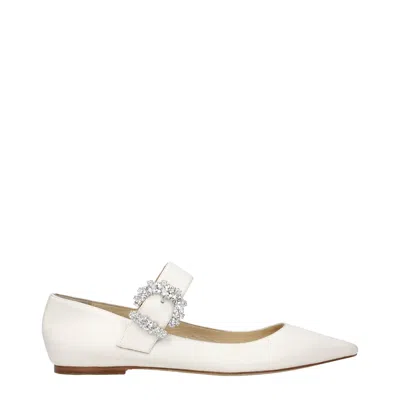 Jimmy Choo White Leather Ballet Flats In White