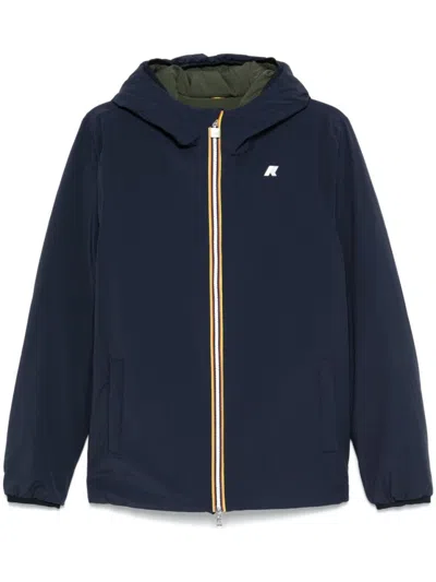 K-way Reversible Navy Blue And Khaki Padded Jacket In Blue