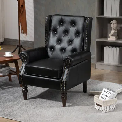 Streamdale Furniture Streamdale Wood Frame Armchair, Modern Accent Chair Lounge Chair For Living Room In Black