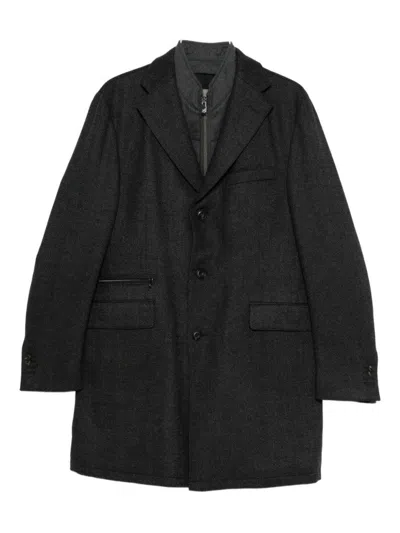 Corneliani Tailored Grey Coat With Structured Lapel In Black