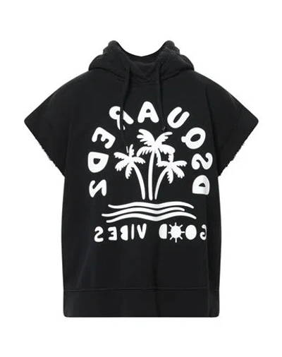 Dsquared2 Man Sweatshirt Black Size Xl Cotton, Elastane In Black