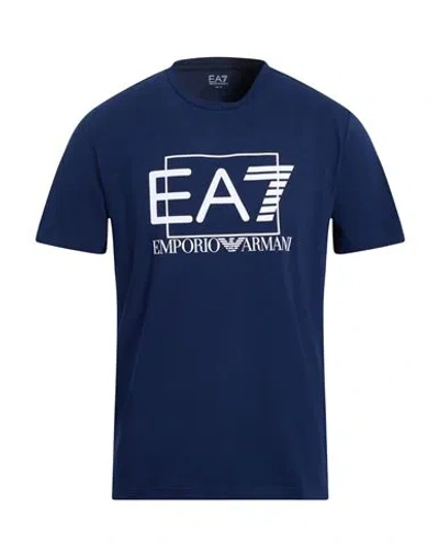 Ea7 Man T-shirt Navy Size 3xl Cotton, Elastane In Blue