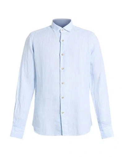 Alea Man Shirt Sky Blue Size 16 Linen In Blue