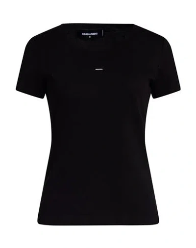 Dsquared2 Woman T-shirt Black Size L Cotton In Black