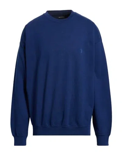 Y-3 Man Sweatshirt Blue Size L Cotton, Recycled Polyester In Blue
