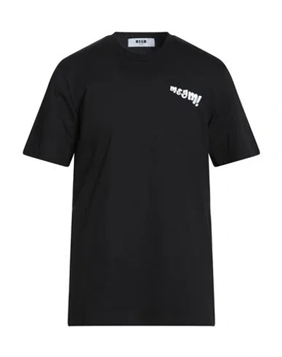 Msgm Man T-shirt Black Size S Cotton In Black