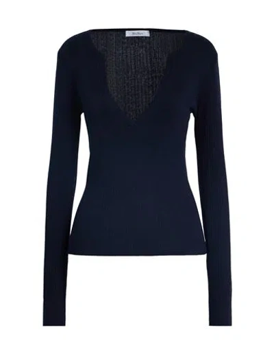 Max Mara Solid Knit Sweater In Blue
