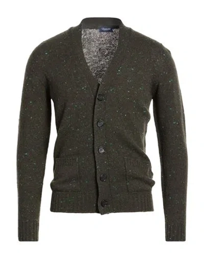 Drumohr Man Cardigan Dark Green Size 42 Virgin Wool, Cashmere, Polyamide In Green