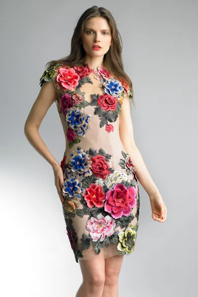 Basix Black Label Floral Applicque Dress By  In White