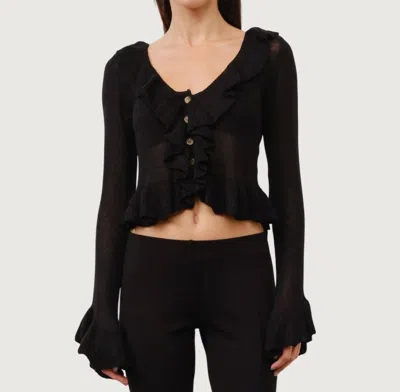 Loucia Gemma Ruffle Cardigan In Black In Black