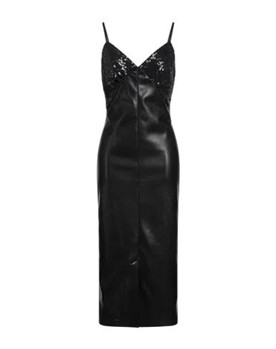 Msgm Woman Midi Dress Black Size 6 Polyester, Cotton, Polyamide In Black