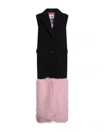 Msgm Woman Coat Black Size 4 Virgin Wool, Polyamide, Alpaca Wool In Black