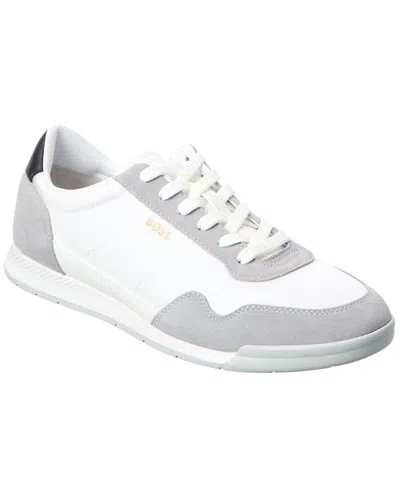 Hugo Boss Titanium Suede Sneaker In White