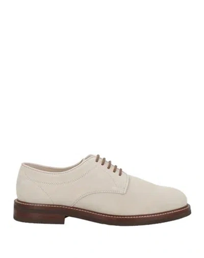 Brunello Cucinelli Man Lace-up Shoes White Size 9 Leather In Neutral