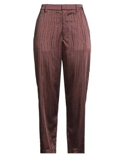 Dondup Woman Pants Dark Brown Size 12 Polyester, Eco Polyester In Brown