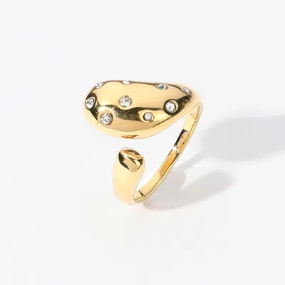Fashnzfab Secret Box_sterling Silver Dipped Hypoallergenic Stone Paved Dome Ring In Gold