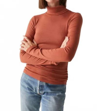 Michael Stars Beck Ruched Turtleneck Sweater In Pecan In Pink
