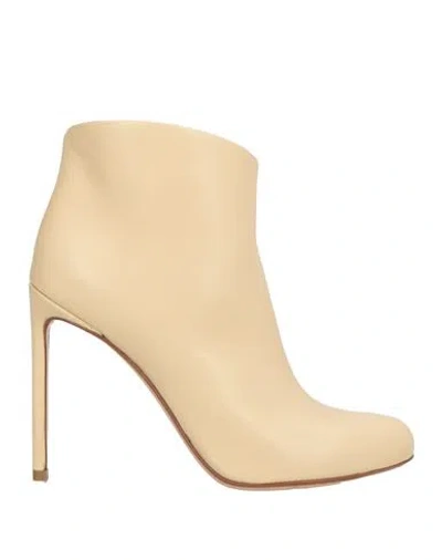 Francesco Russo Woman Ankle Boots Beige Size 7 Leather In Neutral