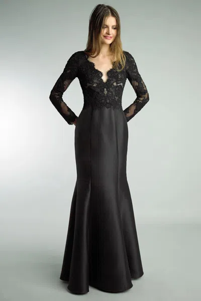 Basix Black Label Lace Top Evening Dress In Black