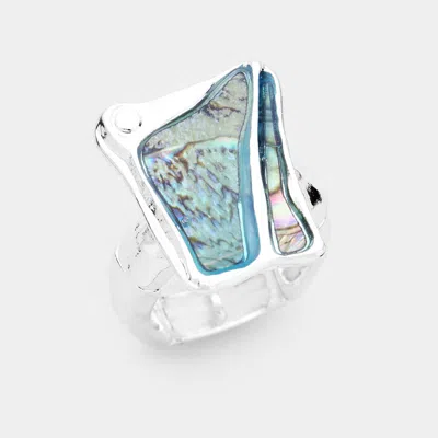 Fashnzfab Abalone Stone Stretch Ring - Abalone In Metallic