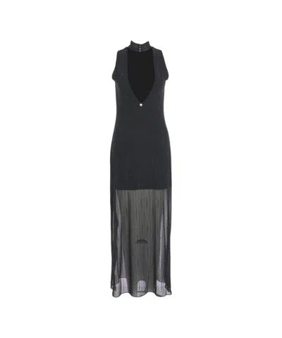 Liu •jo Tulle Dress With Rhinestones In Black