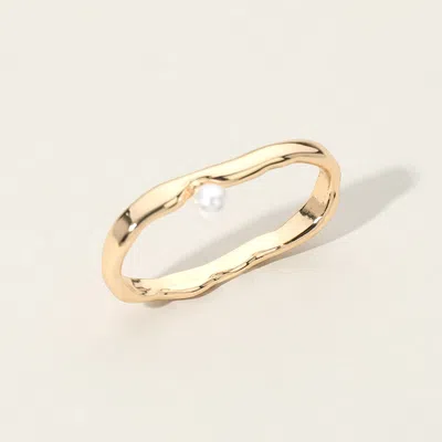 Fashnzfab Secret Box_14k Gold Dipped Pearl Pointed Two Finger Ring - Gold In Gold