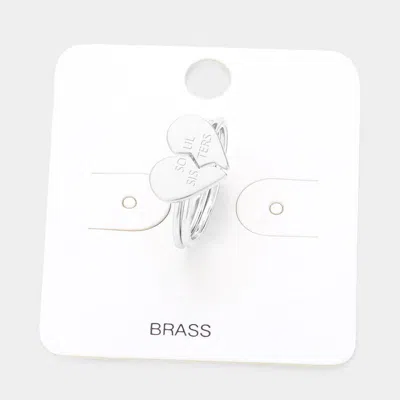 Fashnzfab 2pcs - Soul Sisters Brass Metal Broken Heart Rings - Rhodium In Metallic