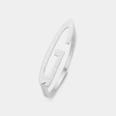 Fashnzfab -g- Initial Monogram Brass Metal Ring - Rhodium, ~g~ In Metallic