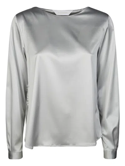 Friedman Satin Blouse With Lustrous Finish In Gray