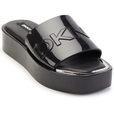 Dkny Laren-platform Slid Womens Slides Wedge Flatform Sandals In Black