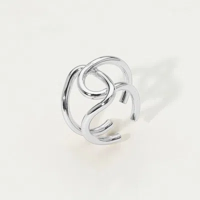 Fashnzfab Secret Box_sterling Silver Dipped Twisted Open Band Adjustable Ring - Silver In Metallic