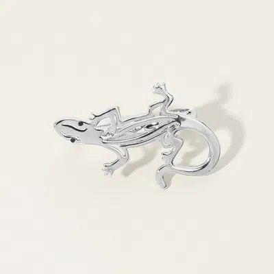 Fashnzfab Secret Box_sterling Silver Dipped Lizard Two Finger Ring - Rhodium In Metallic