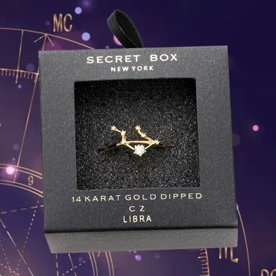 Fashnzfab Secret Box _ 14k Gold Dipped Cz Zodiac Sign Libra Ring - Gold In Gold