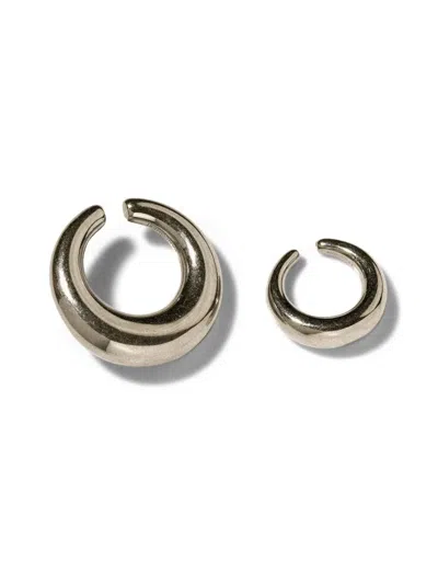Panconesi Polished Silver Circle Ear Cuffs In Metallic