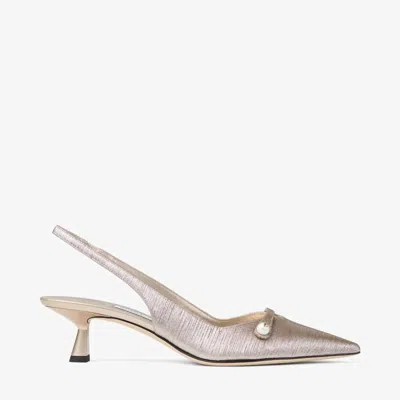 Jimmy Choo Amita 45 Snake-effect Leather Point-toe Slingback Pumps In Silver