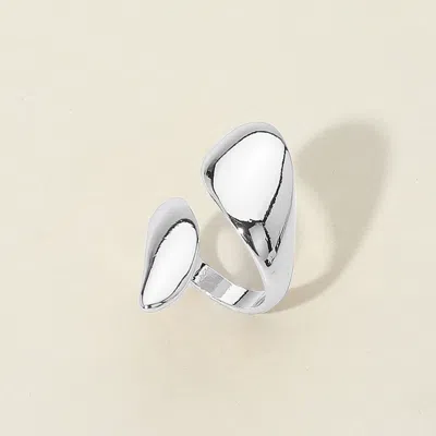 Fashnzfab Secret Box_sterling Silver Dipped Abstract Open Wrap Adjustable Ring - Silver In Metallic