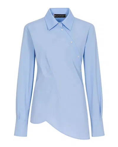 Frenken Twisted Cotton Light Blue Shirt In Blue