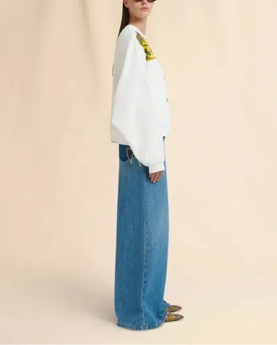 Marni White Cotton Sweatshirt With Tulip Print In White