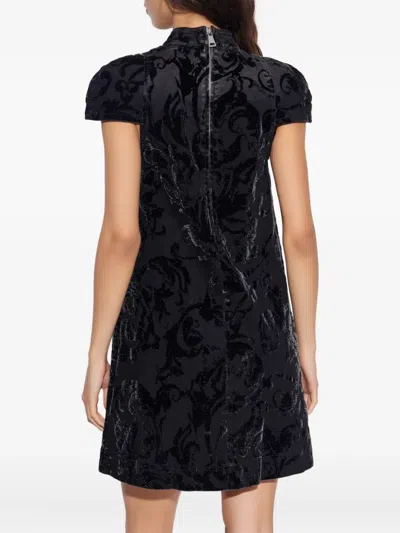 Versace Jeans Couture Cut-out Floral Mini Party Dress In Black