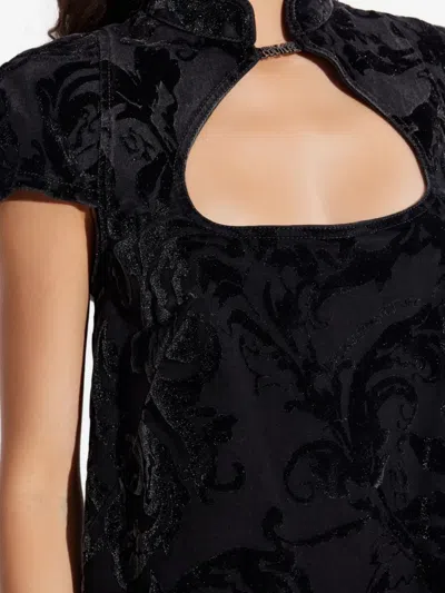 Versace Jeans Couture Cut-out Floral Mini Party Dress In Black