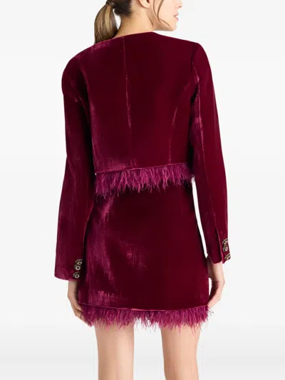 Cinq À Sept Cinq A Sept Evelina Feather Hem Jacket In Red