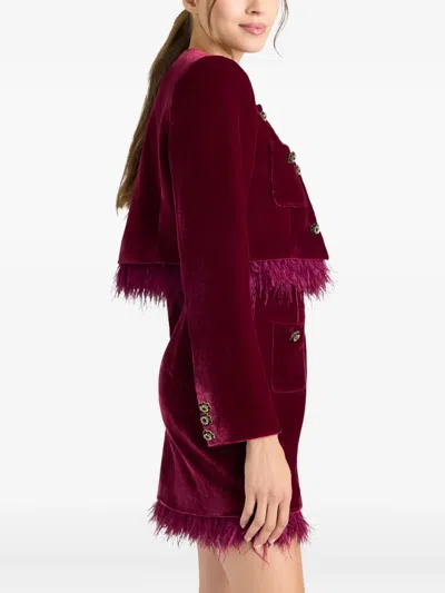 Cinq À Sept Cinq A Sept Evelina Feather Hem Jacket In Red