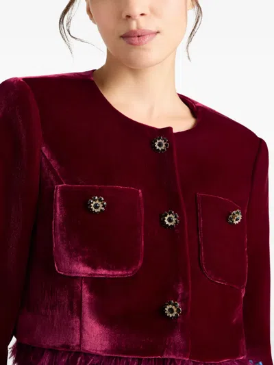 Cinq À Sept Cinq A Sept Evelina Feather Hem Jacket In Red