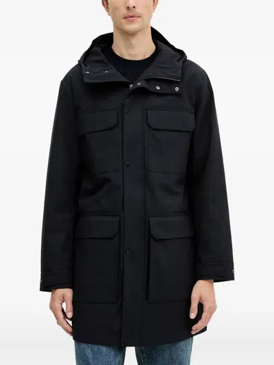 Armani Exchange Hooded-pocketed Coat In Black