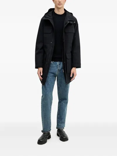 Armani Exchange Hooded-pocketed Coat In Black