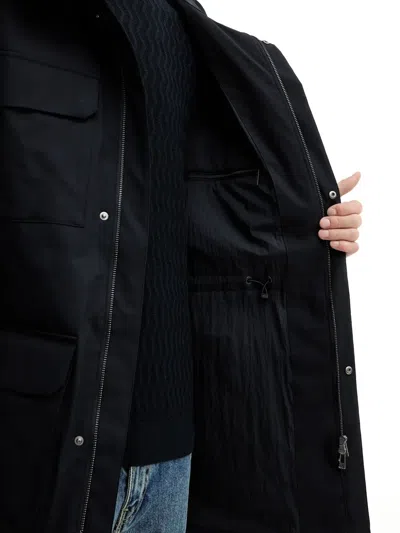 Armani Exchange Hooded-pocketed Coat In Black