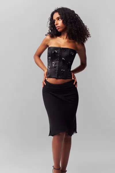 Danielle Guizio Ny Embellished Satin Corset In Black
