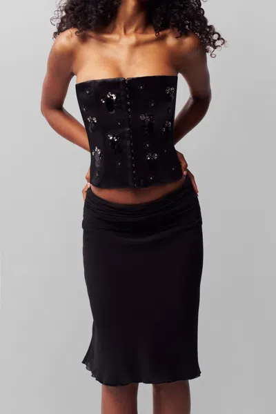 Danielle Guizio Ny Embellished Satin Corset In Black