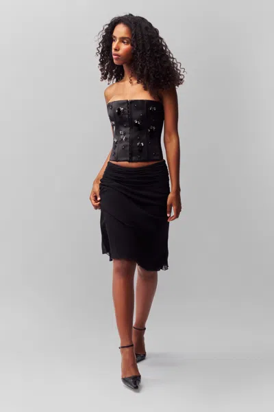 Danielle Guizio Ny Embellished Satin Corset In Black